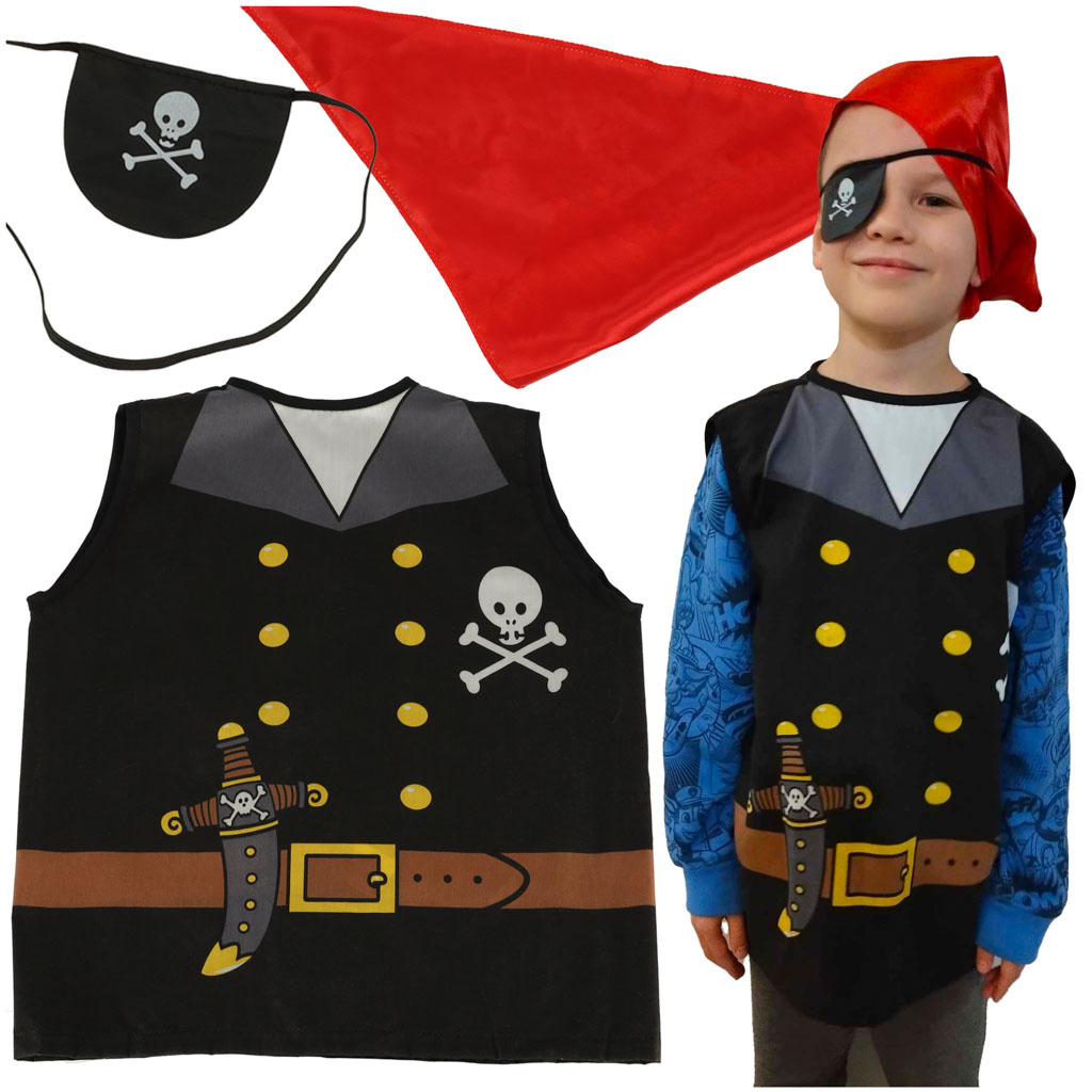 Kostium-stroj-karnawalowy-przebranie-pirat-zeglarz-3-8-lat-165076 Piratų jūreivio karnavalinis kostiumas 3-8 metų amžiaus