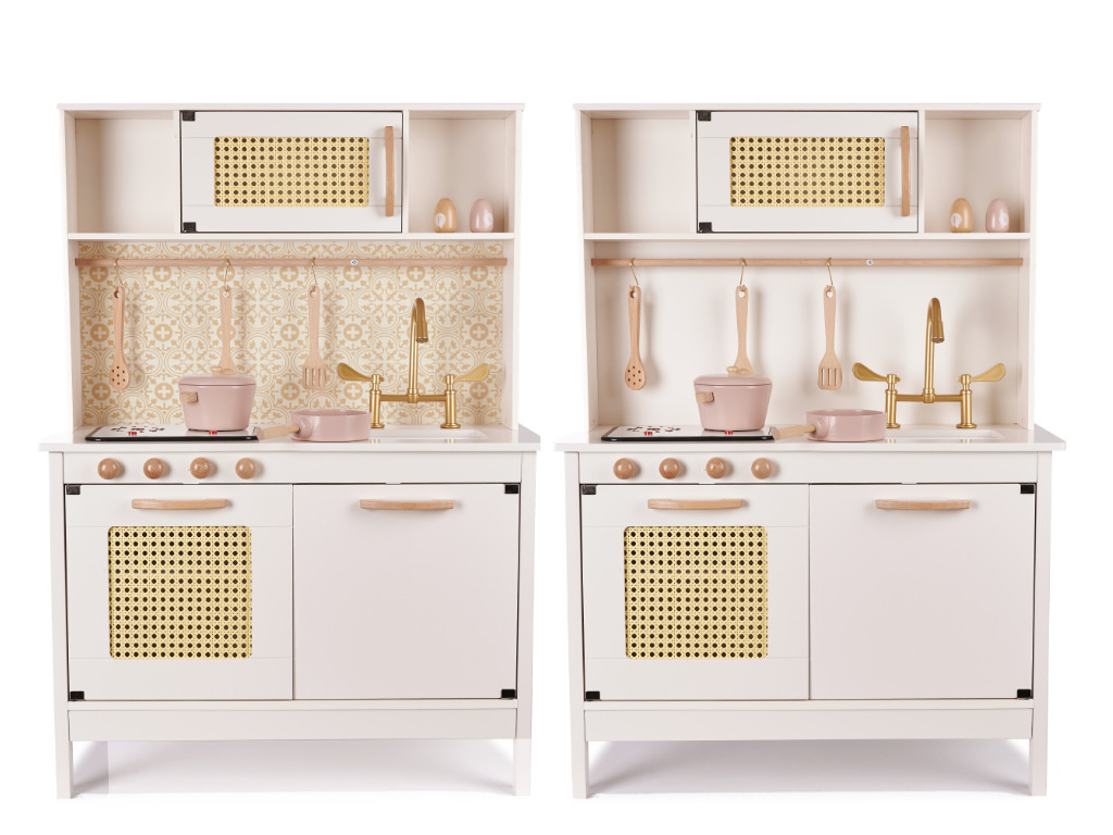 Vaikiška retro MDF medinė virtuvė su BOHO aksesuarais