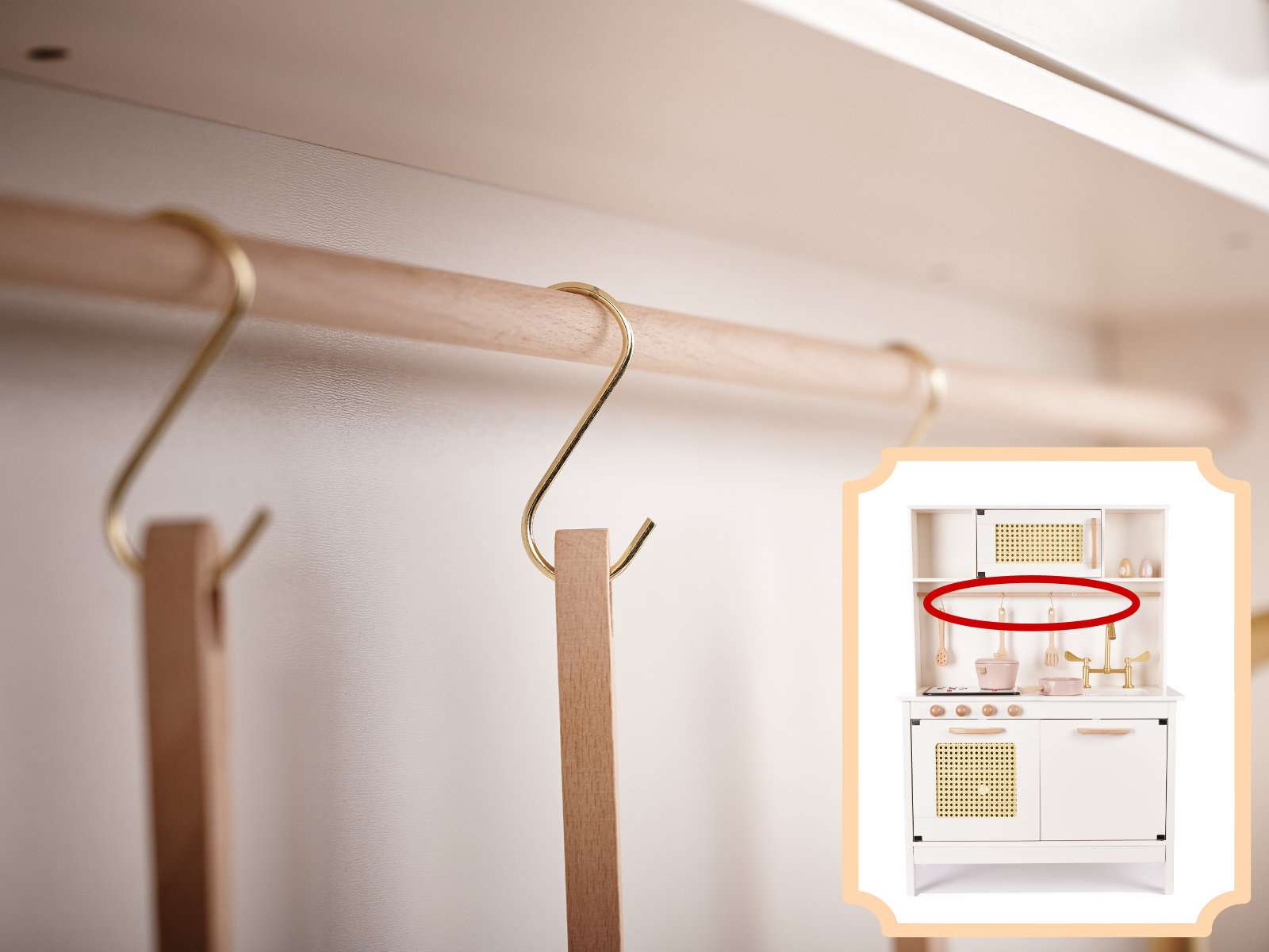 Vaikiška retro MDF medinė virtuvė su BOHO aksesuarais