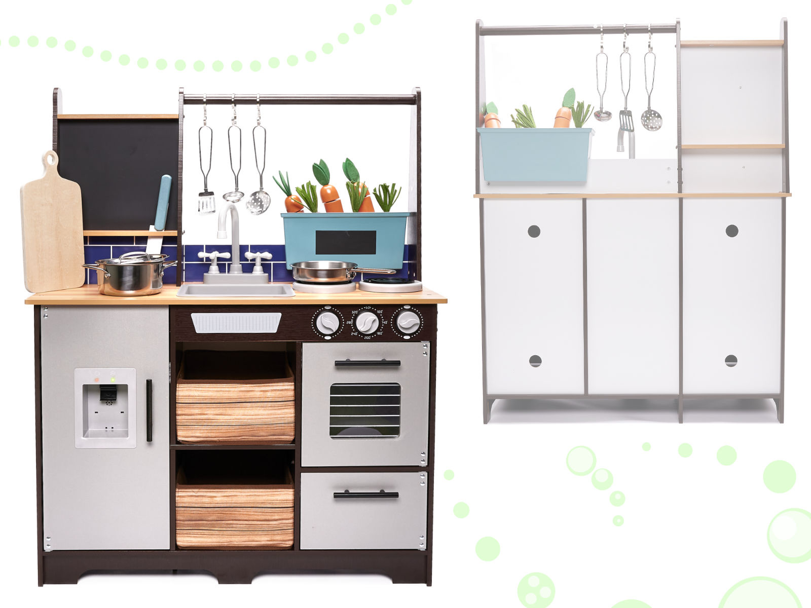 KX6286 Kuchnia drewniana MDF z akcesoriami LOFT 96cm 7 Vaikiška medinė MDF virtuvėlė su priedais LOFT XXL 96cm