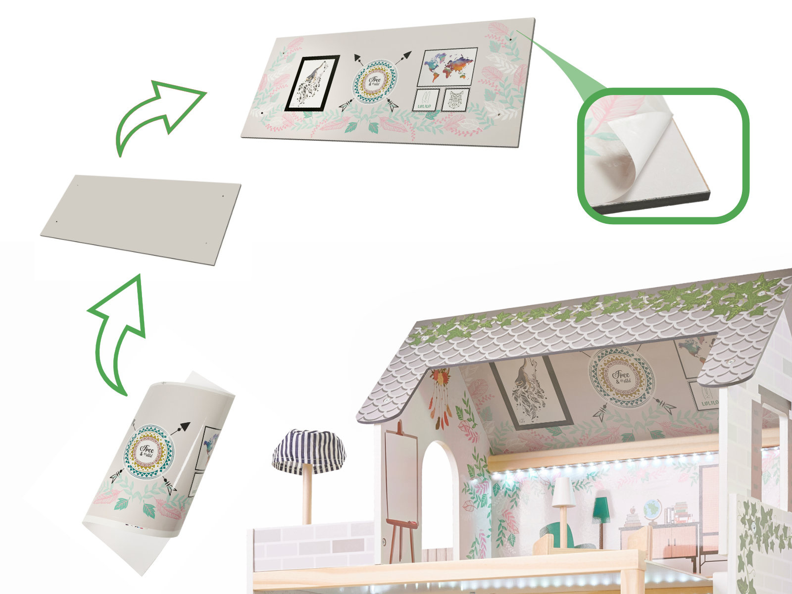 LULILO-Domek-dla-lalek-drewniany-FLORO-boho-LED-952152 LULILO medinis lėlių namelis FLORO boho LED