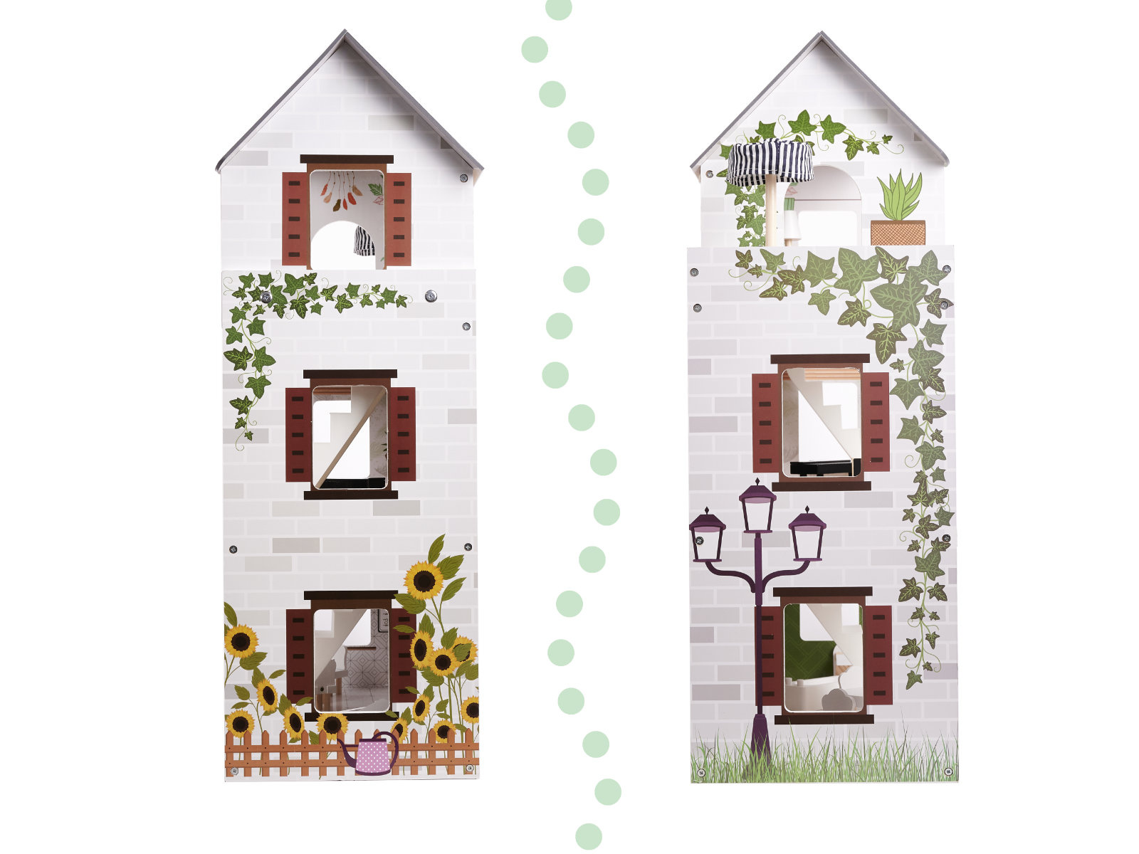 LULILO-Domek-dla-lalek-drewniany-apartament-Ikonka-boho-937752 LULILO medinis lėlių namelis FLORO boho LED