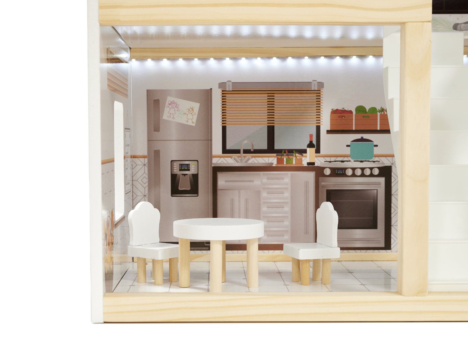 LULILO-Domek-dla-lalek-drewniany-apartament-Ikonka-boho-937771 LULILO medinis lėlių namelis FLORO boho LED