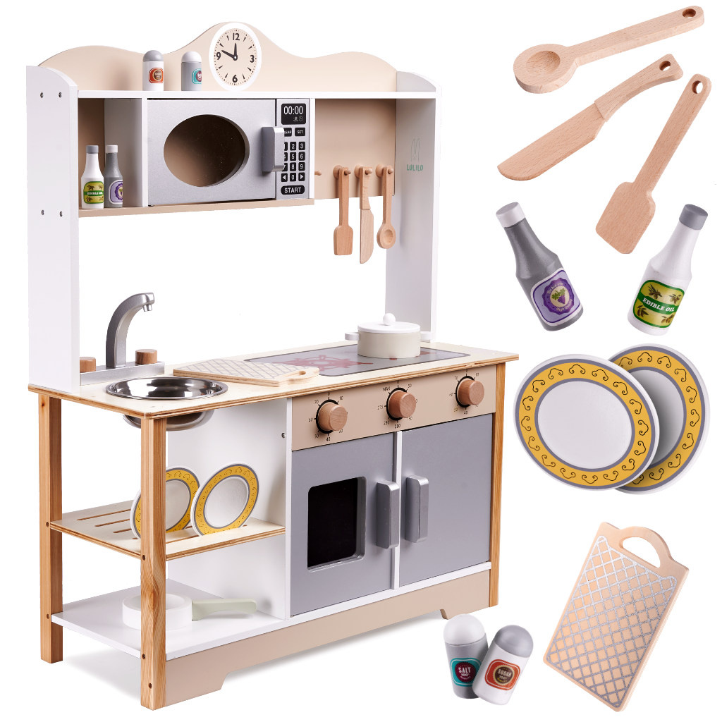 KX5548_1 Kuchnia drewniana MDF LULILO Kuko + akcesoria 1 LULILO vaikiška medinė virtuvė MDF KUKETO + priedai