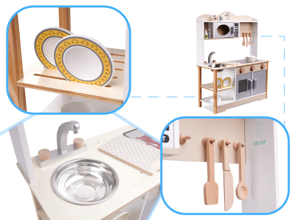 KX5548_1 Kuchnia drewniana MDF LULILO Kuko + akcesoria 2 LULILO vaikiška medinė virtuvė MDF KUKETO + priedai