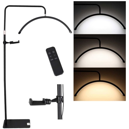 Lampa-do-przedluzania-rzes-LED-36W-regulowana-kosmetyczna-bezcieniowa-luk-czarna-192605 Blakstienų priauginimo lempa LED 36W reguliuojama kosmetikos be šešėlių lanko juoda