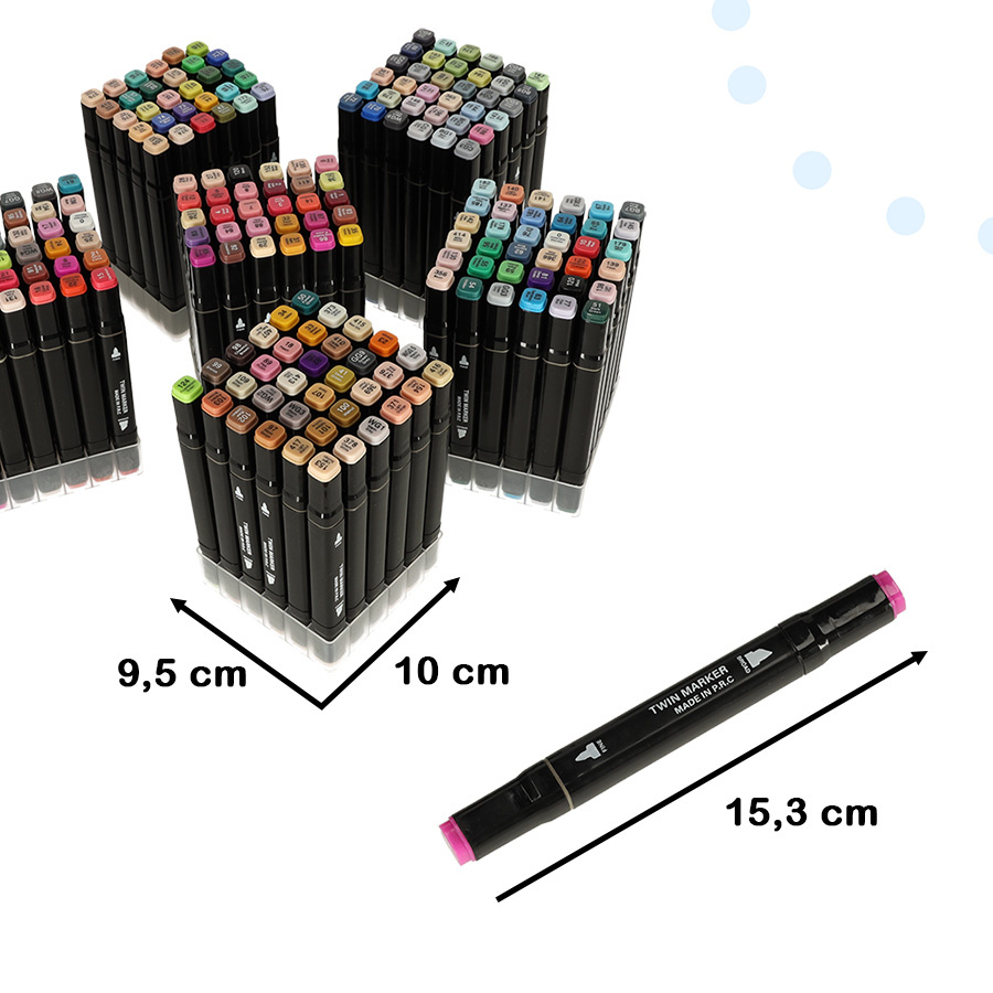 Markery-dwustronne-alkoholowe-w-etui-204-podstawka-134141 Dvipusiai alkoholiniai žymekliai dėkle 204 + stovas
