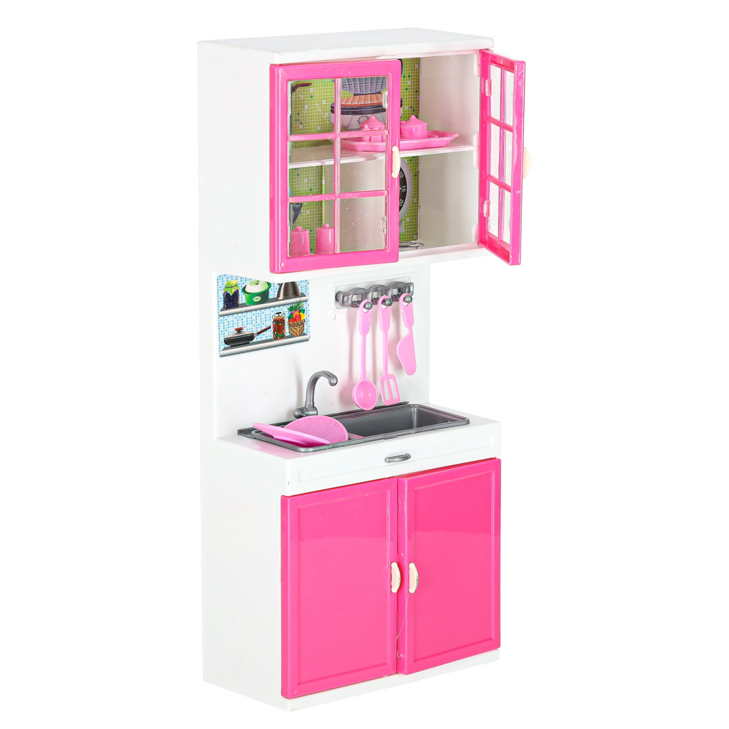 Mebelki-dla-lalek-kuchnia-4-segmenty-dzwieki-LED-48cm-175073 Lėlių baldų virtuvė 4 segmentai LED garsai
