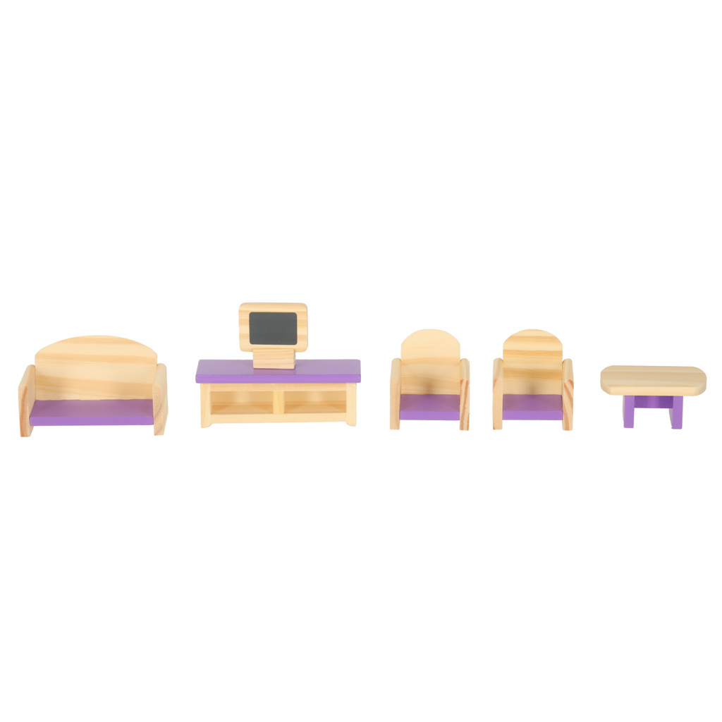 Mebelki-do-domku-dla-lalek-drewniane-fioletowe-161321 Lėlių namų baldai mediniai violetiniai