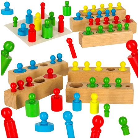 Odwazniki-cylindry-drewniane-gra-ukladanka-montessori-kolorowe-169128 Montessori mediniai cilindriniai svarmenys spalvingi
