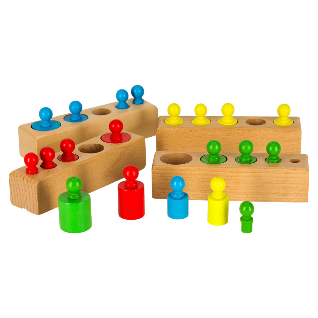 Odwazniki-cylindry-drewniane-gra-ukladanka-montessori-kolorowe-169130 Montessori mediniai cilindriniai svarmenys spalvingi