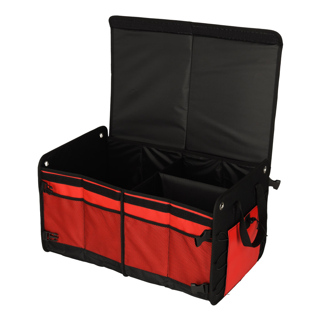 Organizer-do-bagaznika-torba-do-samochodu-58x37x32-172930 Automobilio bagažinės organizatoriaus krepšys juodai raudonas 58x37x32