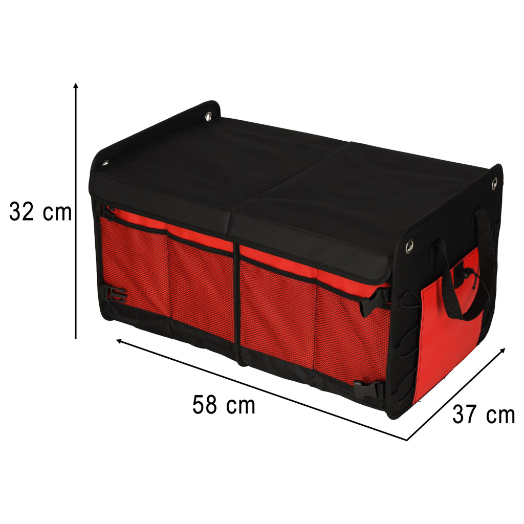 Organizer-do-bagaznika-torba-do-samochodu-58x37x32-172940 Automobilio bagažinės organizatoriaus krepšys juodai raudonas 58x37x32