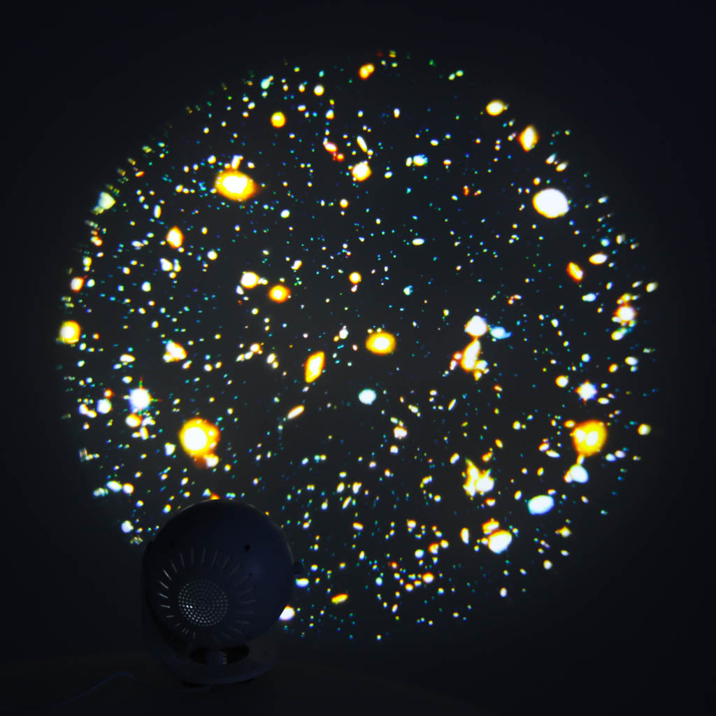 Dangaus žvaigždžių projektorius LED naktinė šviesa USB planetariumas planetos 12 diskų 360° laikmatis