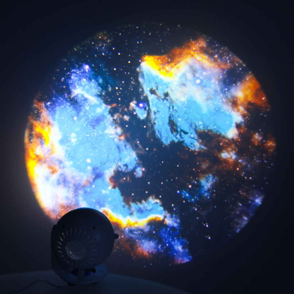 Dangaus žvaigždžių projektorius LED naktinė šviesa USB planetariumas planetos 12 diskų 360° laikmatis