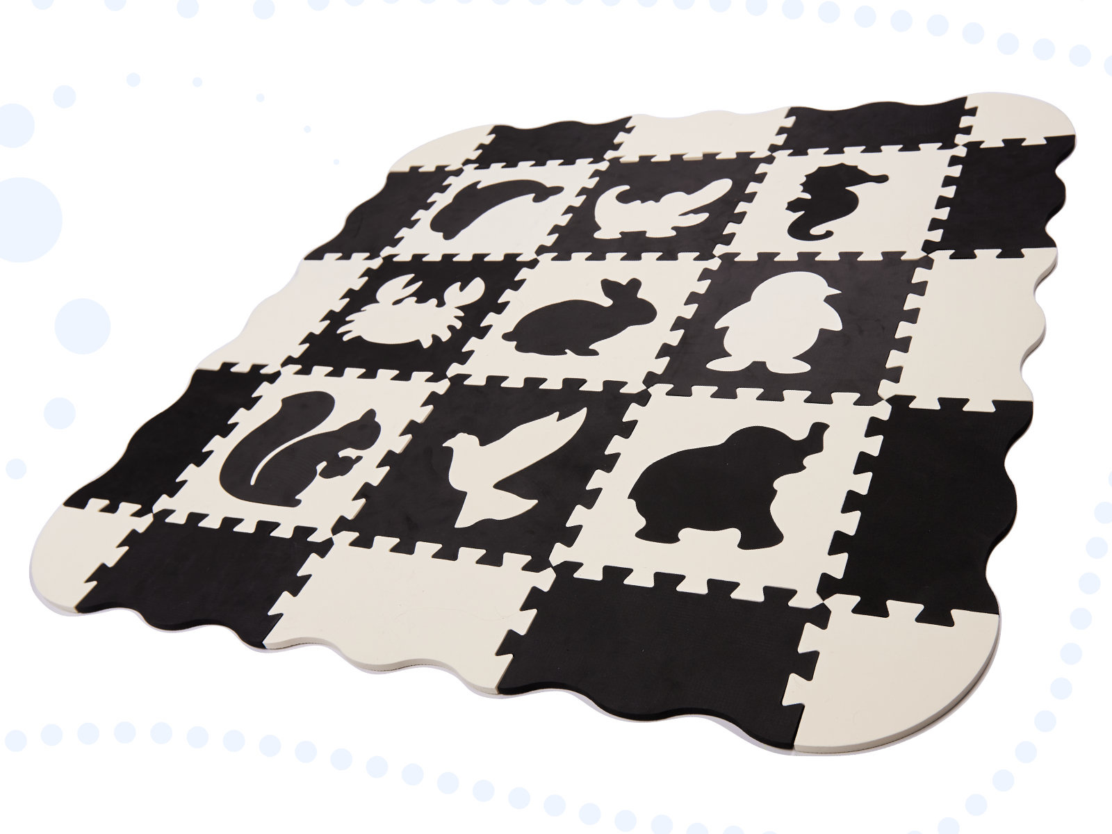Puzzle-piankowe-mata-dla-dzieci-25el-czarno-biale-863901 Putplasčio dėlionės kilimėlis / žaidimų kilimėlis vaikams 25 vnt. juodai baltos spalvos