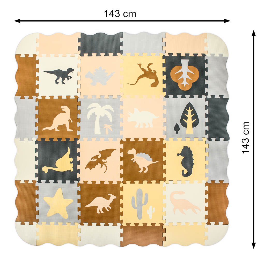 Puzzle-piankowe-mata-kojec-36el-dinozaury-143cm-x-143cm-x1cm-1054202 Putų dėlionės kilimėlis / žaidimų kilimėlis 36el. dinozaurai 143cm x 143cm x1cm