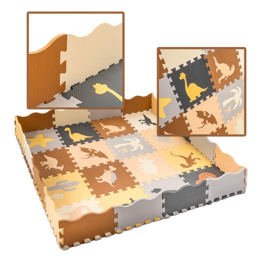Puzzle-piankowe-mata-kojec-36el-dinozaury-143cm-x-143cm-x1cm-1054242 Putų dėlionės kilimėlis / žaidimų kilimėlis 36el. dinozaurai 143cm x 143cm x1cm