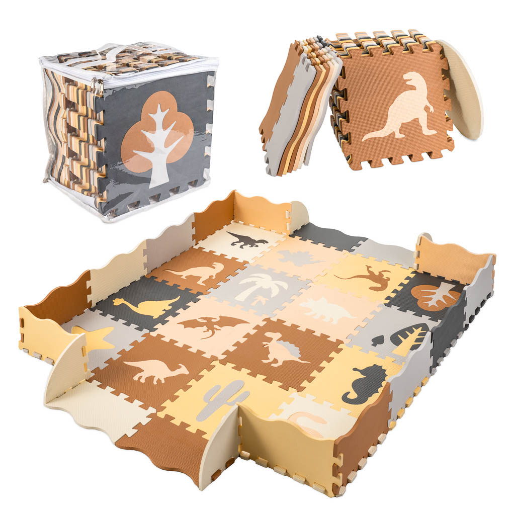 Puzzle-piankowe-mata-kojec-36el-dinozaury-143cm-x-143cm-x1cm-1054261 Putų dėlionės kilimėlis / žaidimų kilimėlis 36el. dinozaurai 143cm x 143cm x1cm