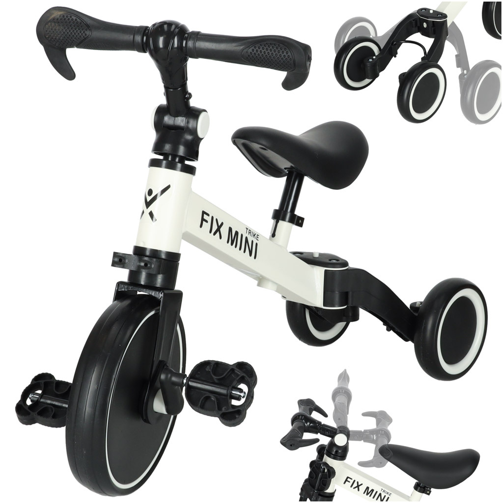 Rowerek-Trike-Fix-Mini-biegowy-trojkolowy-3w1-z-pedalami-bialy-167705 Trike Fix Mini krosinis triratukas 3in1 su pedalais baltas