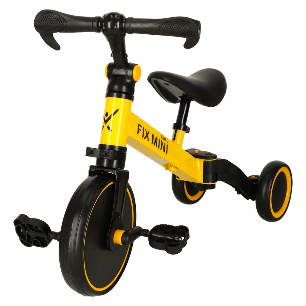 Rowerek-Trike-Fix-Mini-biegowy-trojkolowy-3w1-z-pedalami-zolty-167052 Trike Fix Mini krosinis triratukas 3in1 su pedalais geltonas