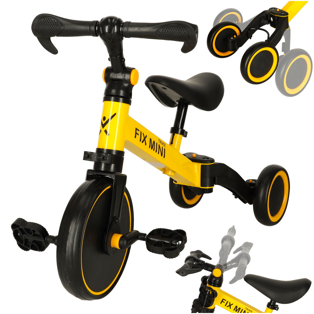 Rowerek-Trike-Fix-Mini-biegowy-trojkolowy-3w1-z-pedalami-zolty-167693 Trike Fix Mini krosinis triratukas 3in1 su pedalais geltonas