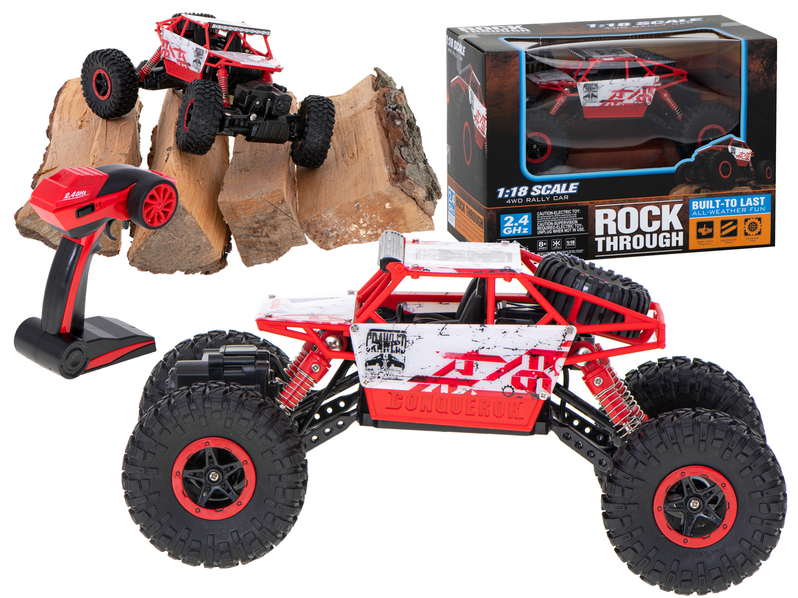 Samochod-RC-Rock-Crawler-HB-2-4GHz-1-18-czerwony-867892 RC automobilis Rock Crawler HB 2.4GHz 1:18 raudonas