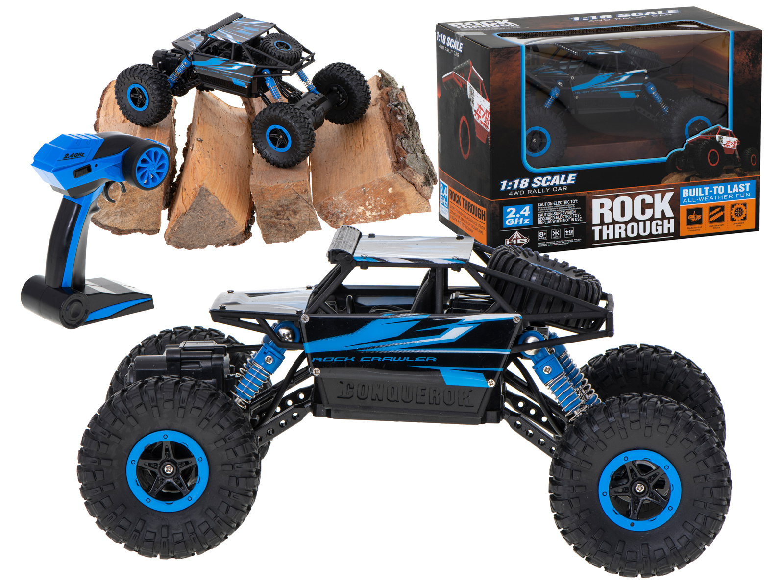 Samochod-RC-Rock-Crawler-HB-2-4GHz-1-18-niebieski-867761 RC automobilis Rock Crawler HB 2.4GHz 1:18 mėlynas