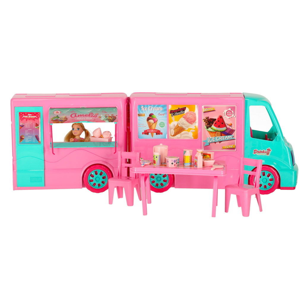 Samochod-dla-lalek-kamper-food-truck-zestaw-21-el-155999 Lėlių kemperio maisto sunkvežimio rinkinys 21 el.