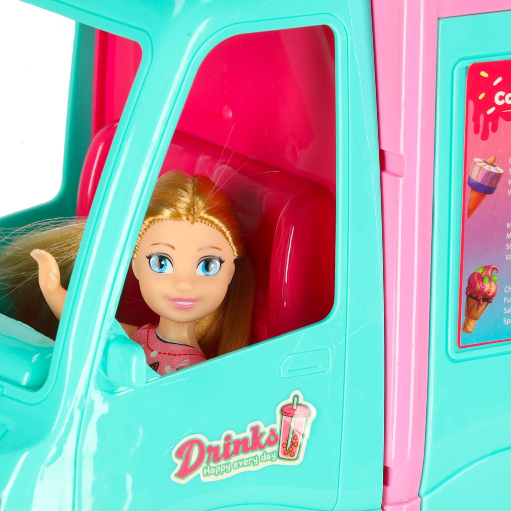 Samochod-dla-lalek-kamper-food-truck-zestaw-21-el-156003 Lėlių kemperio maisto sunkvežimio rinkinys 21 el.