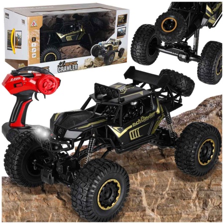 Samochod-zdalnie-sterowany-2-4GHz-1-8-51cm-metal-czarny-177654 RC automobilis Rock Crawler 2.4GHz 1:8 51cm juodas