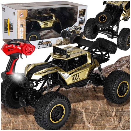 Samochod-zdalnie-sterowany-2-4GHz-1-8-51cm-metal-zloty-177787 RC automobilis Rock Crawler 2.4GHz 1:8 51cm aukso spalvos