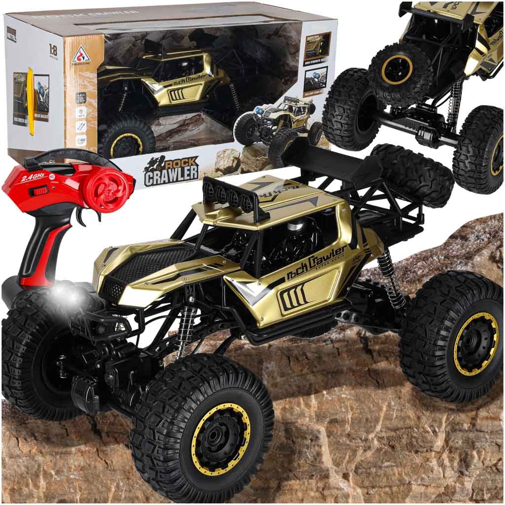 Samochod-zdalnie-sterowany-2-4GHz-1-8-51cm-metal-zloty-177787 RC automobilis Rock Crawler 2.4GHz 1:8 51cm aukso spalvos
