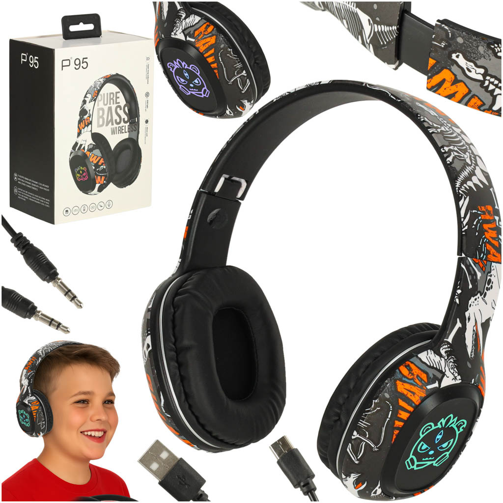 Sluchawki-bezprzewodowe-nauszne-Bluetooth-Gaming-Sport-czarne-174141 "Bluetooth" belaidės ausinės į ausis "Gaming Sport", juodos spalvos