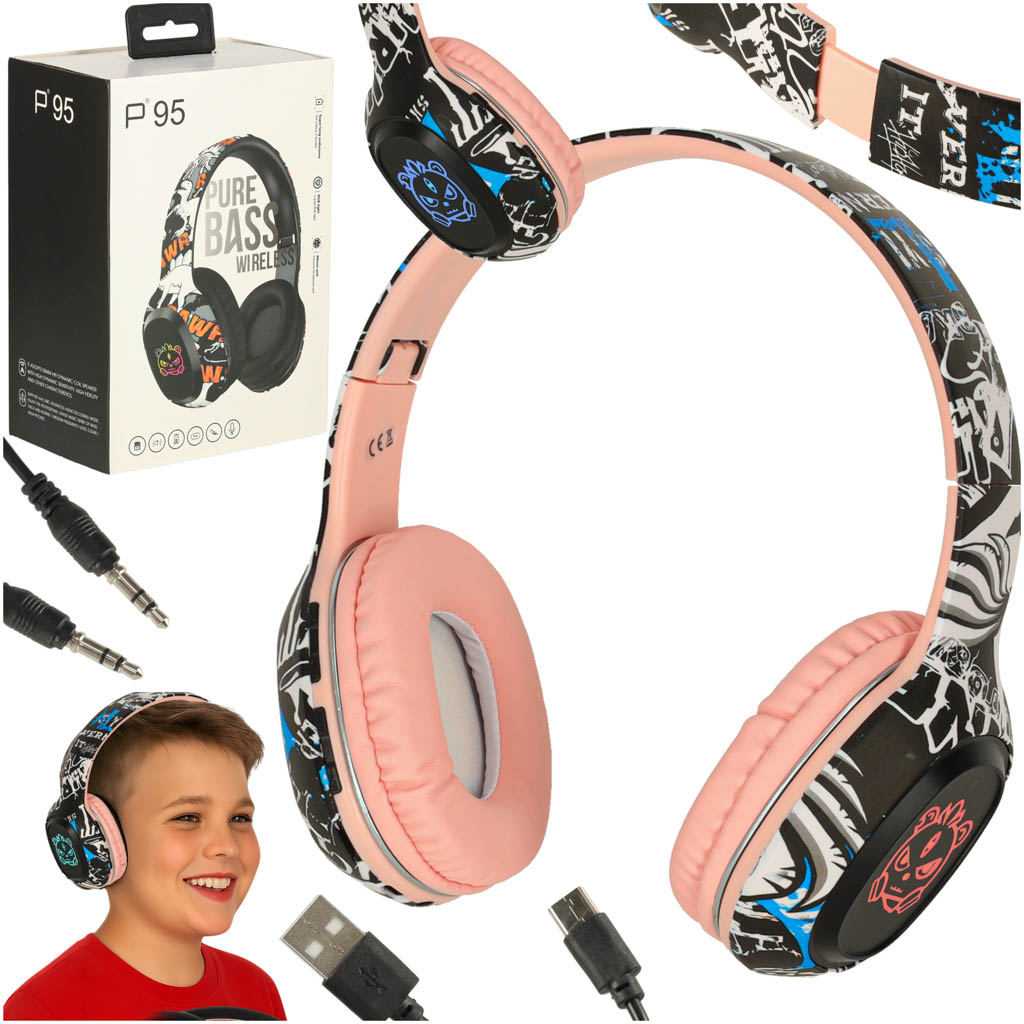 Sluchawki-bezprzewodowe-nauszne-Bluetooth-Gaming-Sport-rozowe-174152 "Bluetooth" belaidės ausinės į ausis "Gaming Sport" rožinės spalvos