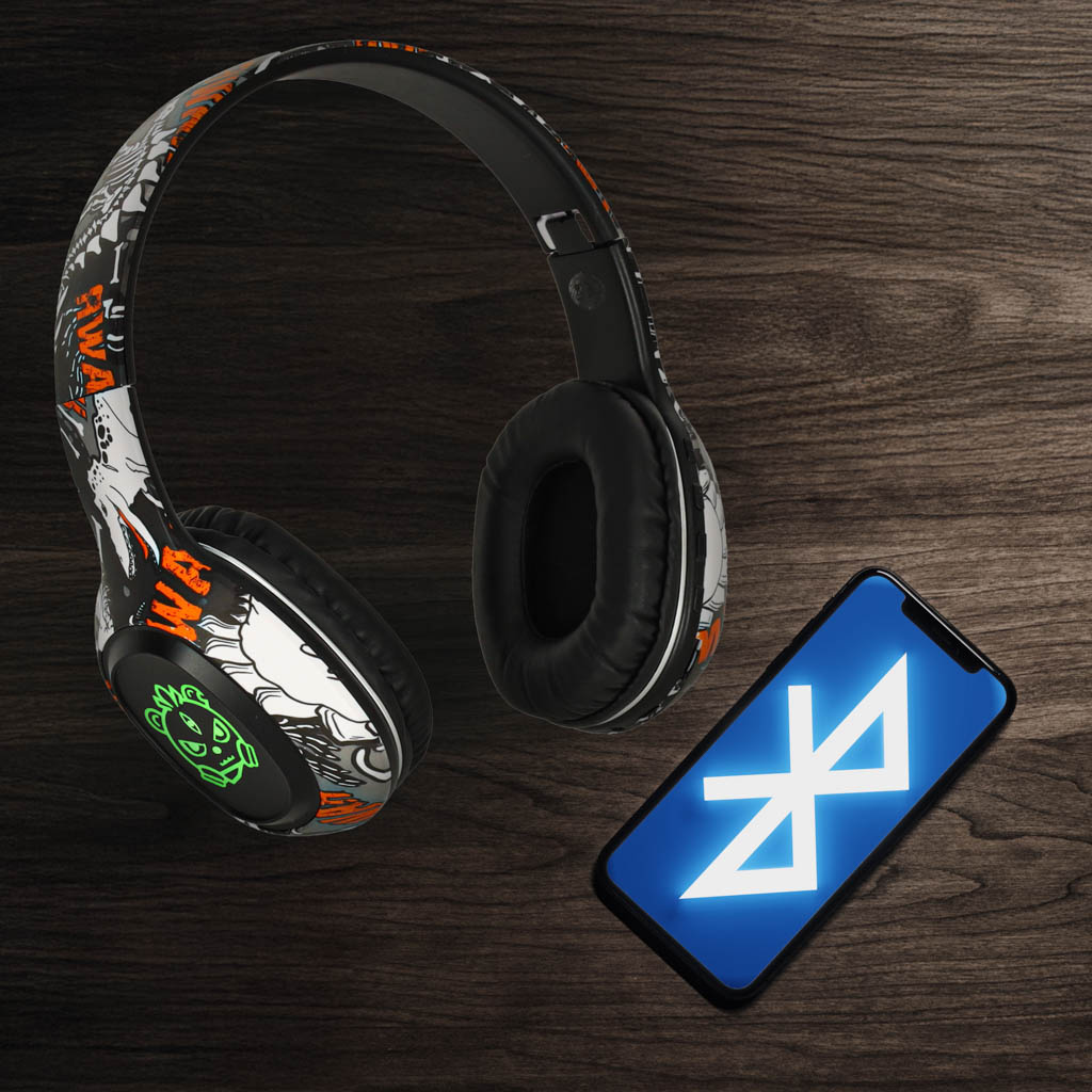 Sluchawki-bezprzewodowe-nauszne-Bluetooth-RGB-Gaming-Sport-200mAh-czarne-177499 "Bluetooth" belaidės ausinės į ausis "Gaming Sport", juodos spalvos