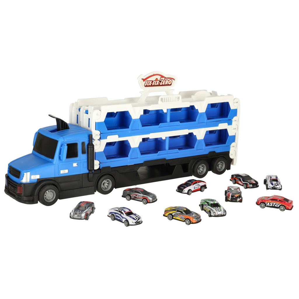 TIR-Laweta-samochod-transporter-pojazd-skladany-XXL-10-autek-niebieski-156307 TIR sunkvežimių transporteris XXL sulankstoma transporto priemonė 10 automobilių mėlyna