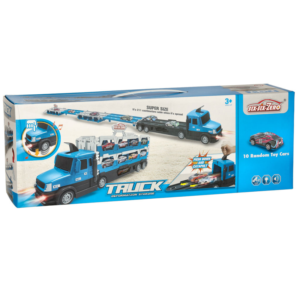 TIR-Laweta-samochod-transporter-pojazd-skladany-XXL-10-autek-niebieski-156312 TIR sunkvežimių transporteris XXL sulankstoma transporto priemonė 10 automobilių mėlyna