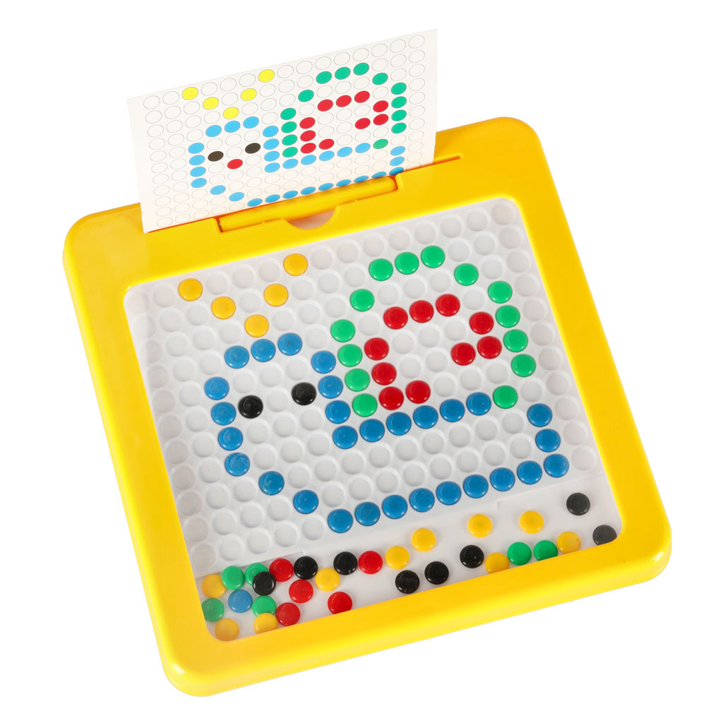 Tablica-magnetyczna-montessori-mozaika-kolorowe-kropki-zolta-26-x-26-cm-153892 Magnetinės montessori lentos taškai geltoni