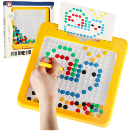 Tablica-magnetyczna-montessori-mozaika-kolorowe-kropki-zolta-26-x-26-cm-175297 Magnetinės montessori lentos taškai geltoni