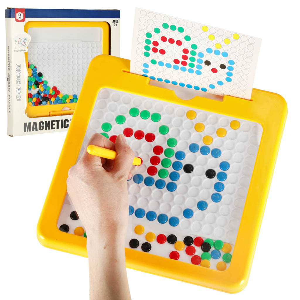 Tablica-magnetyczna-montessori-mozaika-kolorowe-kropki-zolta-26-x-26-cm-175297 Magnetinės montessori lentos taškai geltoni
