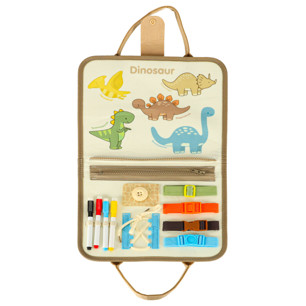 Tablica-manipulacyjna-sensoryczna-montessori-walizka-dinozaury-171533 Sensorinė sensorinė montessori manipuliacinė lenta dinozaurų dėklas