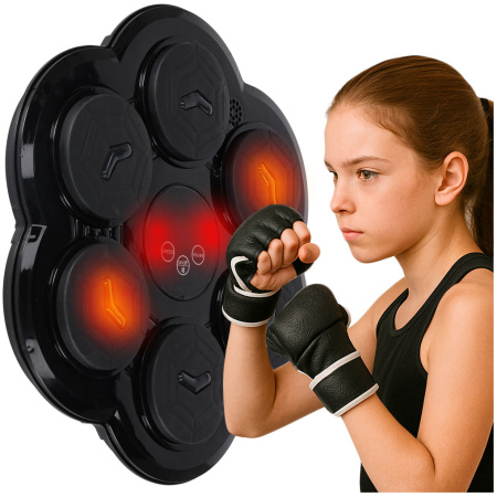 Tarcza-bokserska-treningowa-na-sciane-trenazer-muzyka-LED-USB-rekawice-175399 Boksininkų skydas sieninis treniruoklis muzika LED USB pirštinės