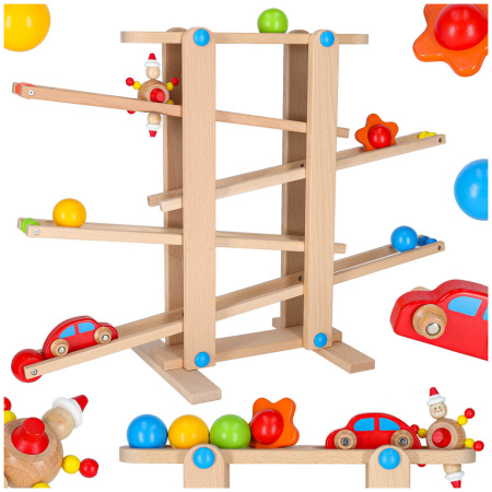 Tor-kulkowy-drewniany-kulodrom-montessori-XXL-175424 Medinis Montessori kamuoliukų takas XXL