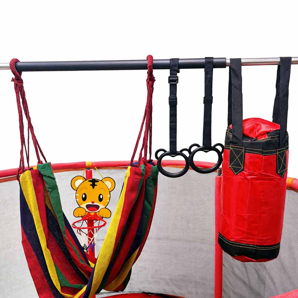 Vaikų batutas sodo kamuolio tinklas krepšinio kamuolys 155cm raudonas