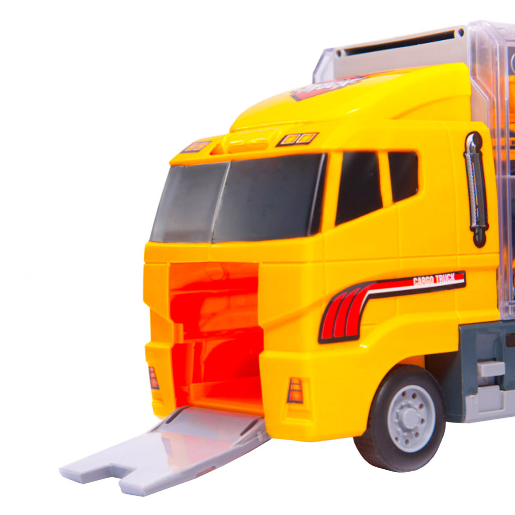 Transporterio sunkvežimis TIR paleidimo įrenginys + metaliniai automobiliai statybinės mašinos
