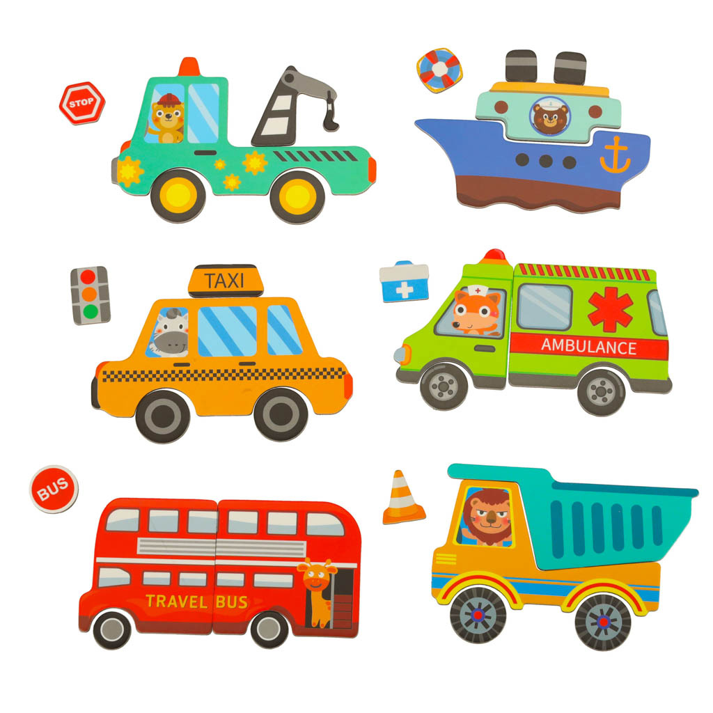Ukladanka-puzzle-magnetyczne-srodki-transportu-146169 Magnetinė transporto priemonių dėlionė