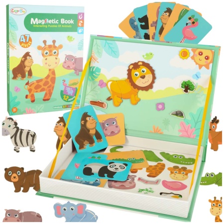 Ukladanka-puzzle-magnetyczne-zwierzeta-safari-47el-141416 Magnetinė dėlionė safario gyvūnai 47el.