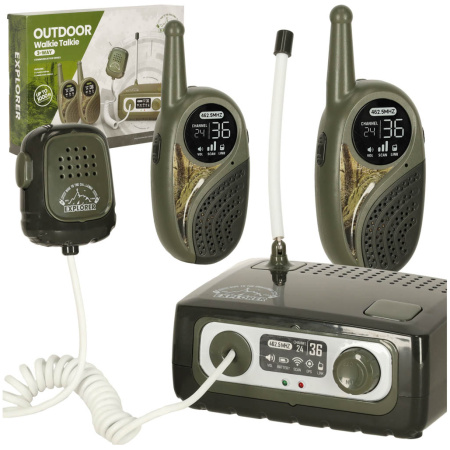 Walkie-Talkie-krotkofalowka-zestaw-z-centrala-dla-dzieci-khaki-161343 Vaikams skirtas "Walkie talkie" radijo imtuvų rinkinys su PBX, skirtas kariuomenei 333 m atstumu