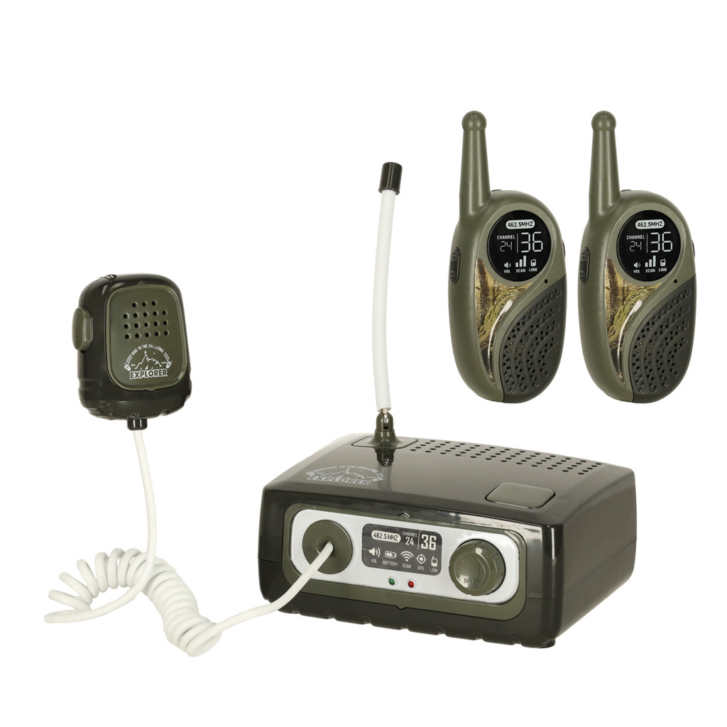 Walkie-Talkie-krotkofalowka-zestaw-z-centrala-dla-dzieci-khaki-161344 Vaikams skirtas "Walkie talkie" radijo imtuvų rinkinys su PBX, skirtas kariuomenei 333 m atstumu